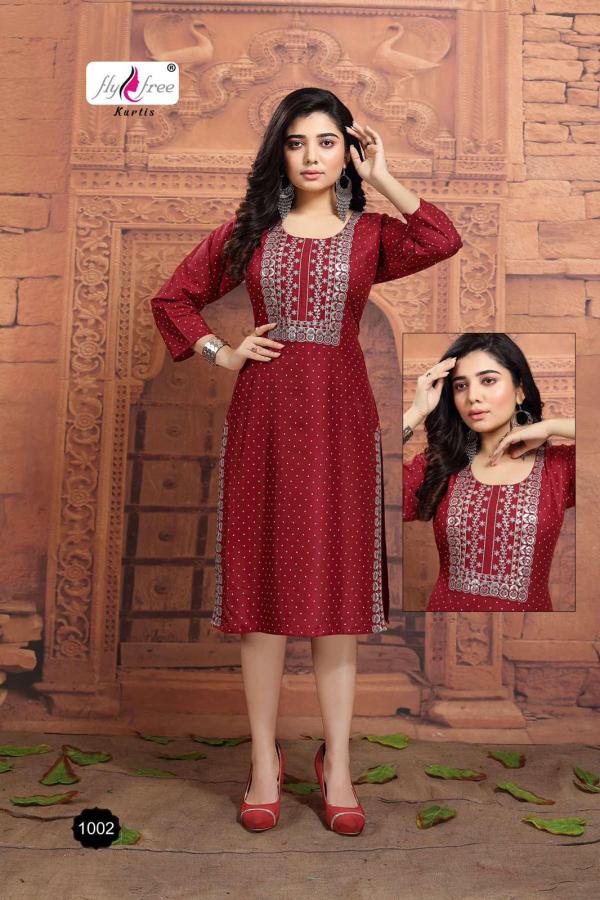 Fly Free Muskan Beautiful Rayon Embroidery Kurti